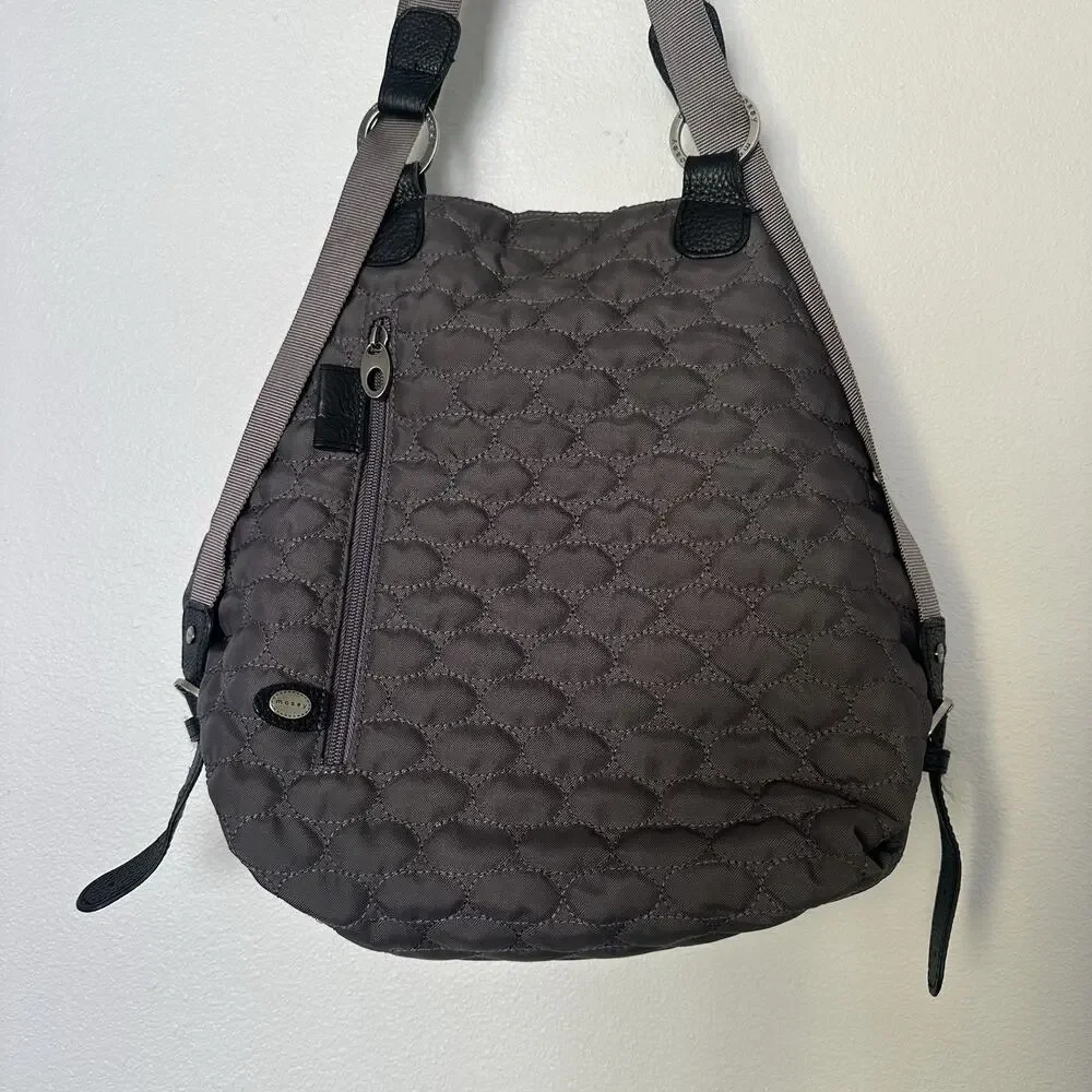 Mosey Life Baggallini Gray/Lavender Convertible Backpack Bag Travel Packable